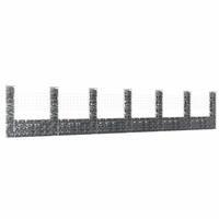 Gabionkurv med 7 stolper 740x20x150 cm U-facon jern