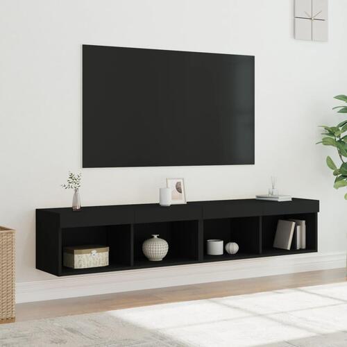 Tv-borde 2 stk. med LED-lys 80x30x30 cm sort