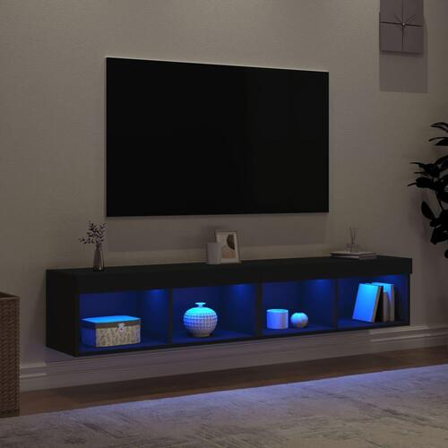Tv-borde 2 stk. med LED-lys 80x30x30 cm sort