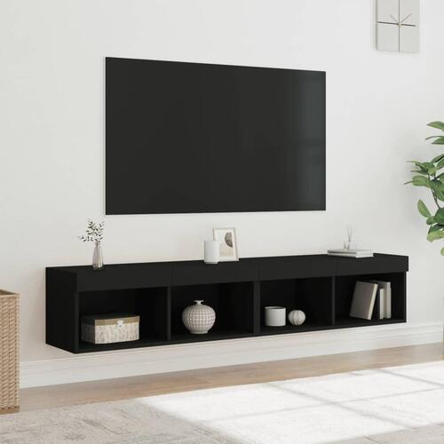 Tv-borde 2 stk. med LED-lys 80x30x30 cm sort