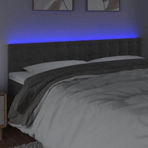 Sengegavl med LED-lys 160 x 5 x 78/88 cm - mørkegrå
