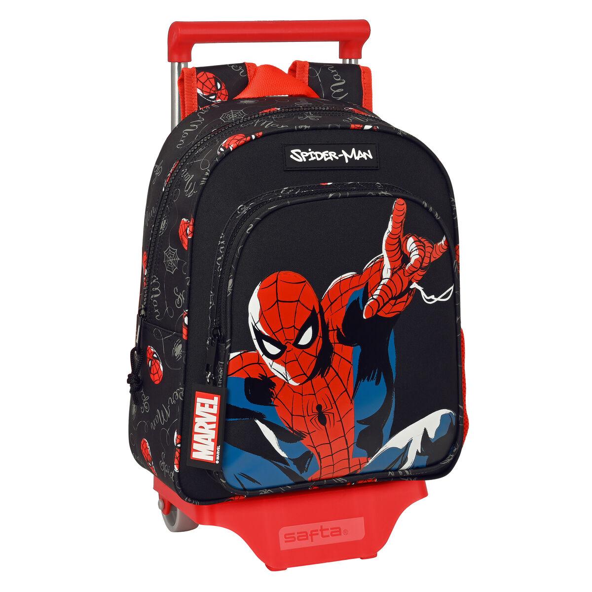 Spider-Man skolerygsæk med hjul - sort 27 × 33 × 10 cm