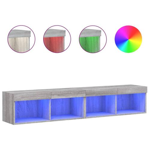 Tv-borde 2 stk. med LED-lys 80x30x30 cm grå sonoma-eg