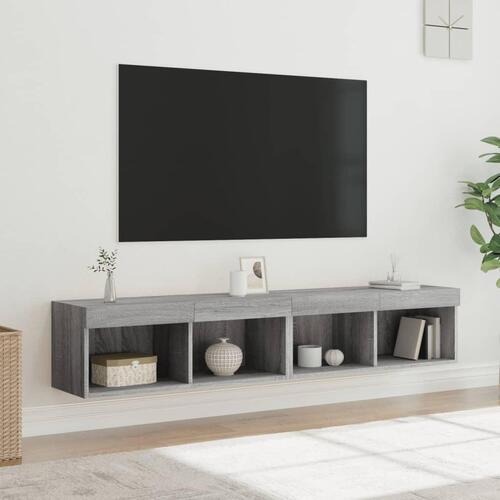 Tv-borde 2 stk. med LED-lys 80x30x30 cm grå sonoma-eg