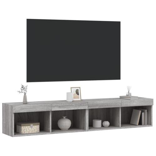 Tv-borde 2 stk. med LED-lys 80x30x30 cm grå sonoma-eg