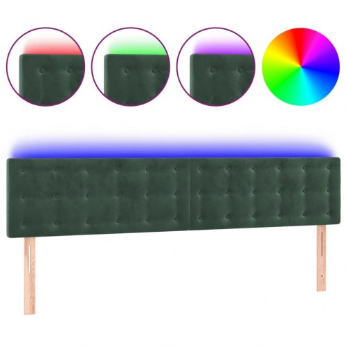 Sengegavl med LED-lys i fløjl 160 x 5 x 78/88 cm - mørkegrøn