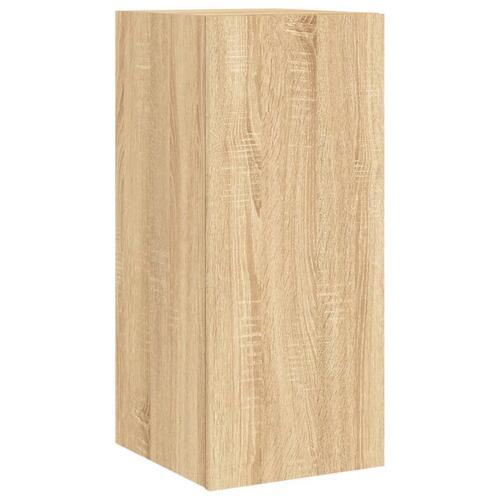 Væghængte tv-borde 2 stk. med LED-lys 30,5x35x70 cm sonoma-eg