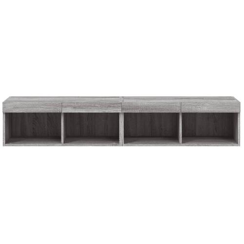 Tv-borde 2 stk. med LED-lys 80x30x30 cm grå sonoma-eg
