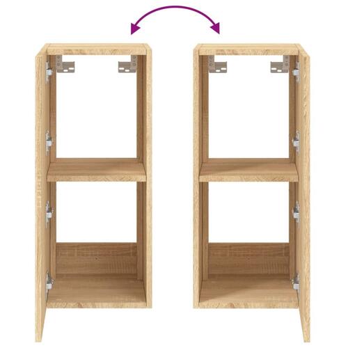 Væghængte tv-borde 2 stk. med LED-lys 30,5x35x70 cm sonoma-eg