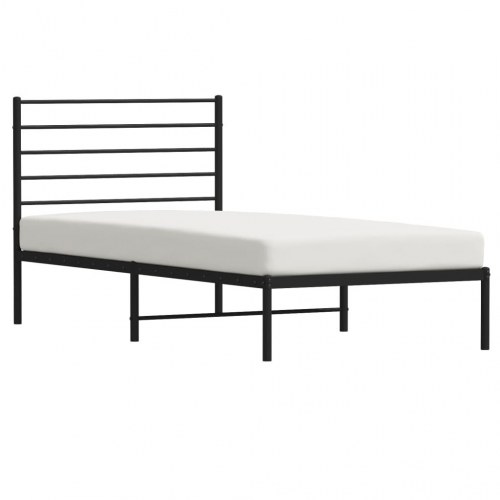 Sengeramme med sengegavl 100×200 cm - metal, sort
