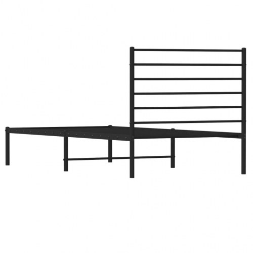 Sengeramme med sengegavl 100×200 cm - metal, sort