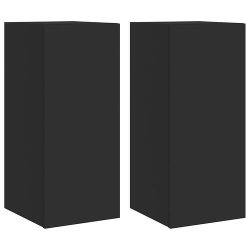 Væghængte tv-borde 2 stk. med LED-lys 30,5x35x70 cm sort