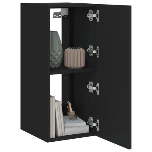 Væghængte tv-borde 2 stk. med LED-lys 30,5x35x70 cm sort