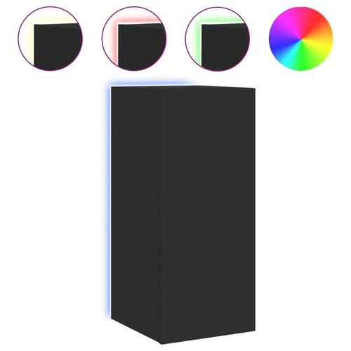 Væghængte tv-borde 2 stk. med LED-lys 30,5x35x70 cm sort