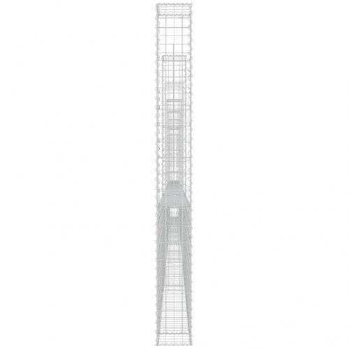 Gabionkurv med 7 stolper 740x20x200 cm U-facon jern