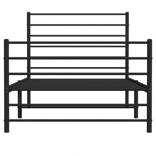 Sengeramme med sengegavl og fodgærde - 100 × 190 cm, metal, sort