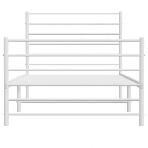 Sengeramme med sengegavl og fodgærde 100×200 cm - metal, hvid