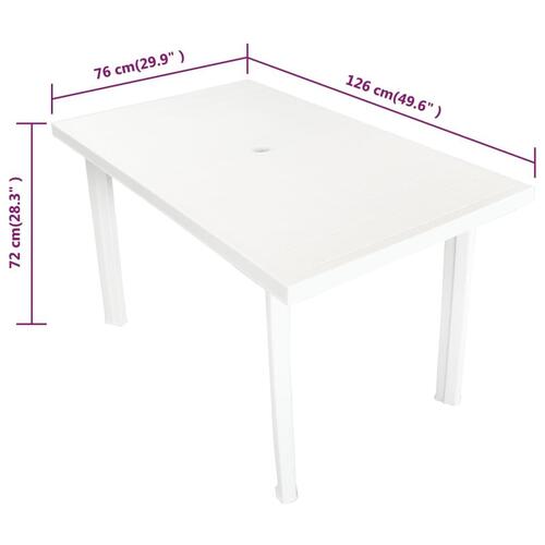 Havebord 126 x 76 x 72 cm plastik hvid