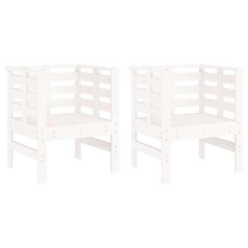 Havestole 2 stk. i massivt fyrretræ - hvid, 61,5 × 53 × 71 cm