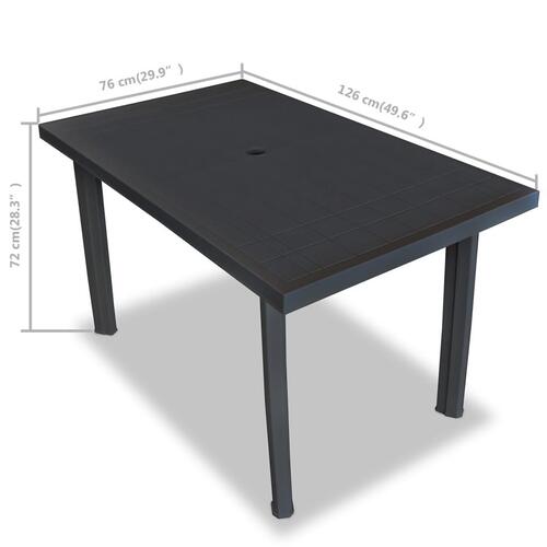 Havebord 126 x 76 x 72 cm plastik antracitgrå