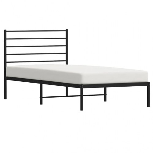 Sengeramme med sengegavl 107x203 cm - metal, sort