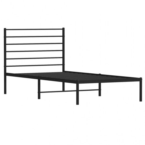 Sengeramme med sengegavl 107x203 cm - metal, sort