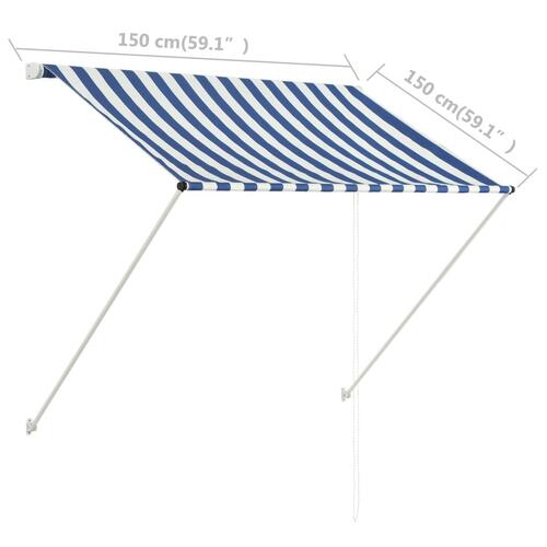 Foldemarkise 150x150 cm blå og hvid