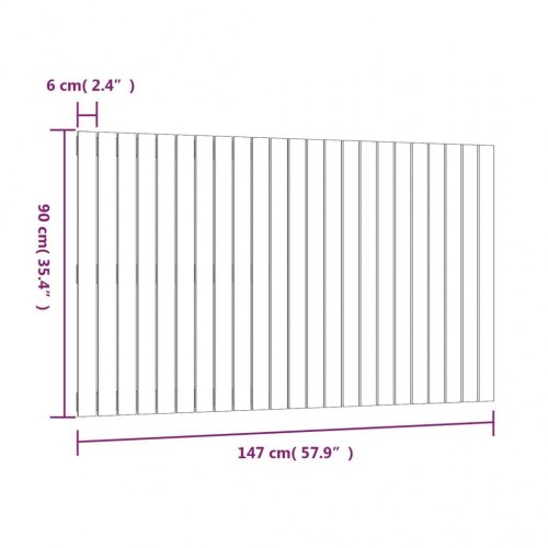 Sengegavl i massivt fyrretræ - sort, 147 x 3 x 90 cm