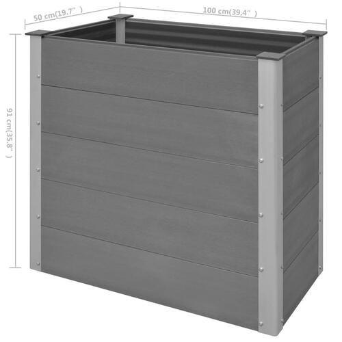 Højbed 100x50x91 cm grå WPC
