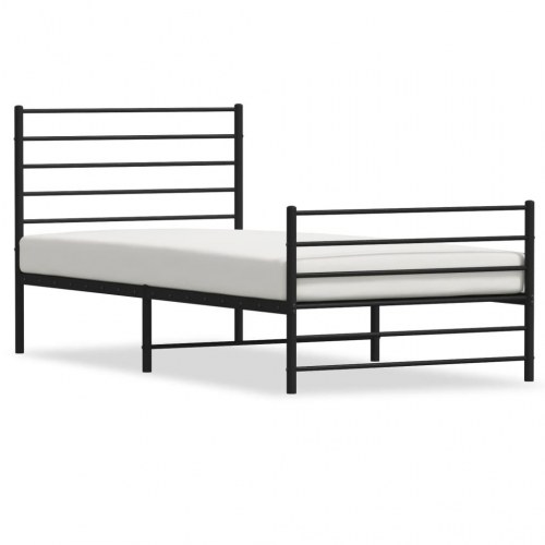 Sengeramme med sengegavl og fodgærde 107×203 cm - metal, sort