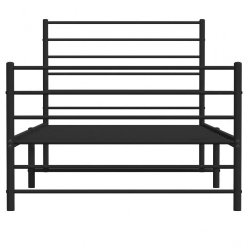 Sengeramme med sengegavl og fodgærde 107×203 cm - metal, sort