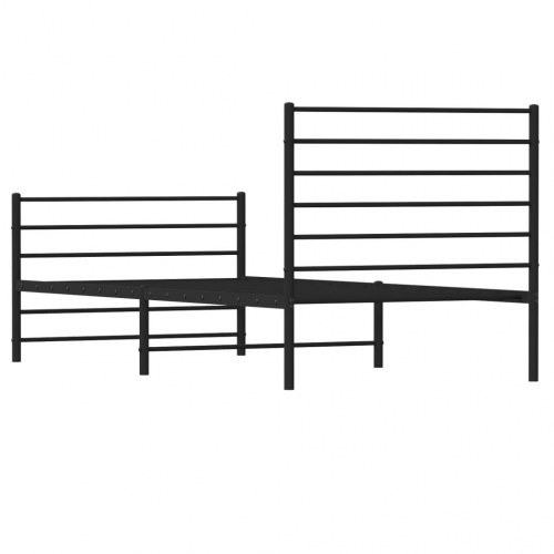 Sengeramme med sengegavl og fodgærde 107×203 cm - metal, sort