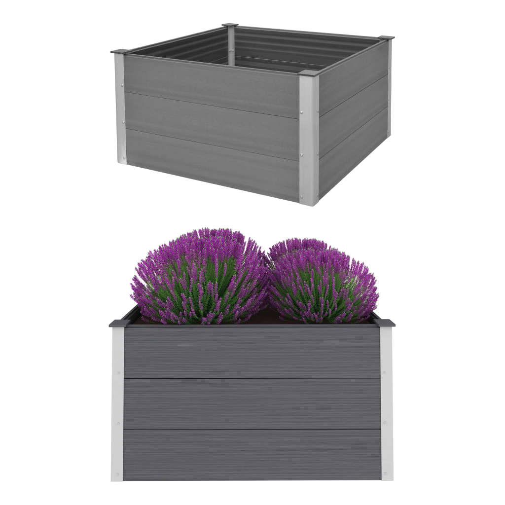 Forhøjet plantekasse 100x100x54 cm grå WPC