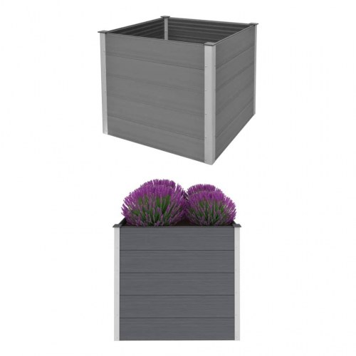 Forhøjet plantekasse 100x100x91 cm grå WPC