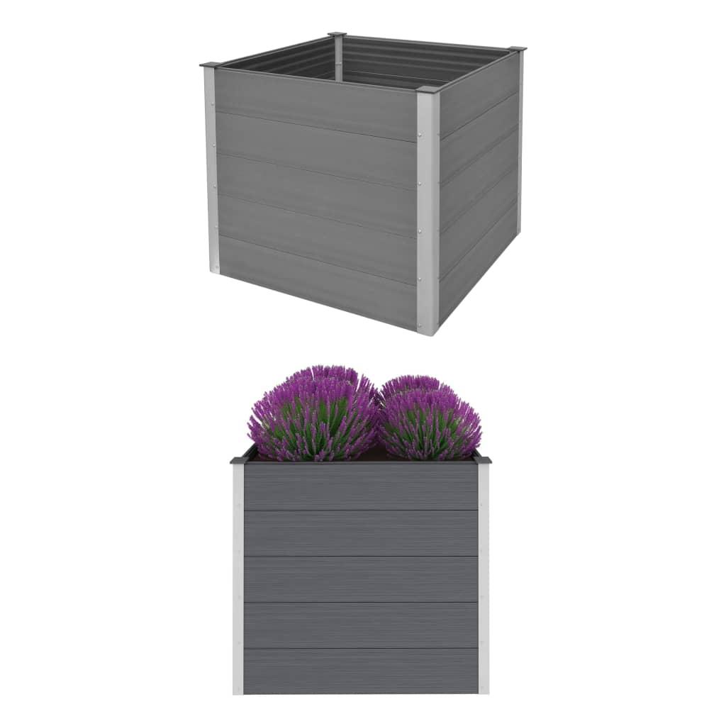 Forhøjet plantekasse 100x100x91 cm grå WPC