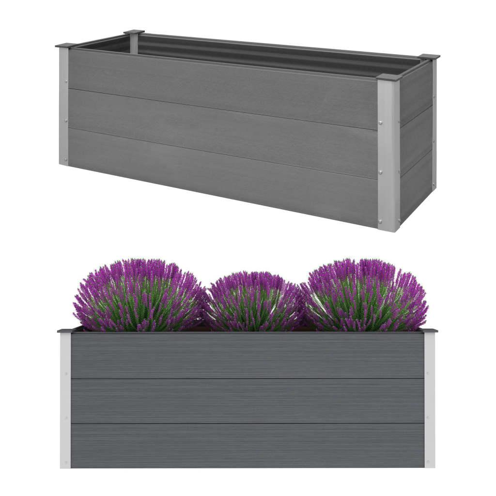Forhøjet plantekasse 150x50x54 cm grå WPC