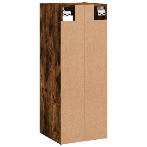 Vægskab 34,5×34×90 cm - røget egetræsfarve med glaslåge
