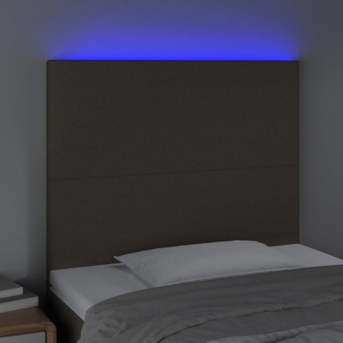 Sengegavl med LED-lys 80 x 5 x 118/128 cm - gråbrun