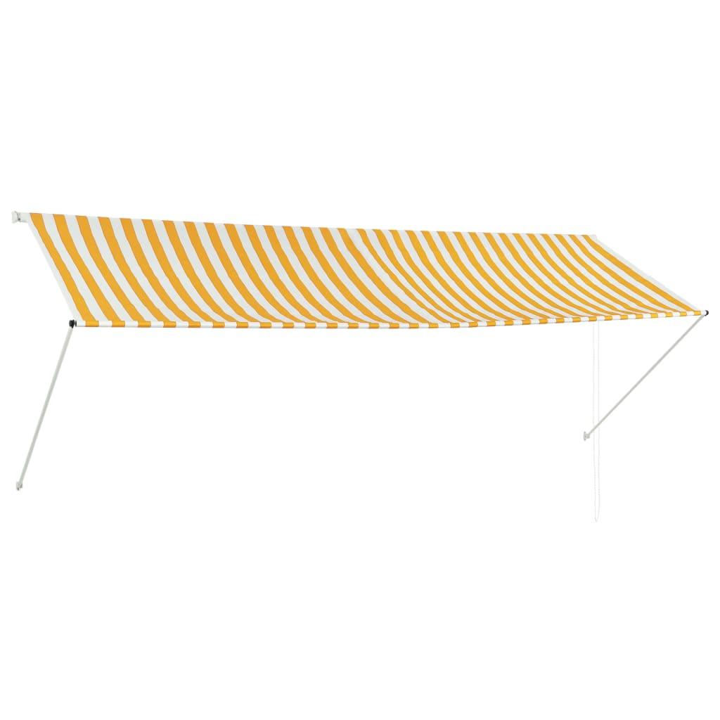 Foldemarkise - Gul og hvid / 350 x 150 cm