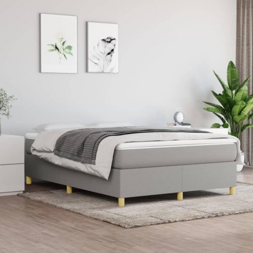 Boxspring sengeramme 140×190 cm - stof, lysegrå