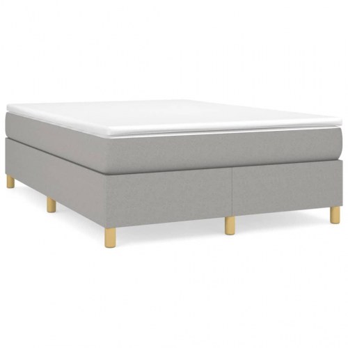 Boxspring sengeramme 140×190 cm - stof, lysegrå