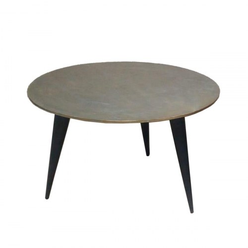 Sofabord i aluminium - cirkulært, 80 × 80 × 50 cm, sort/gylden