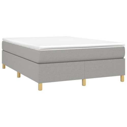 Boxspring sengeramme 140×190 cm - stof, lysegrå