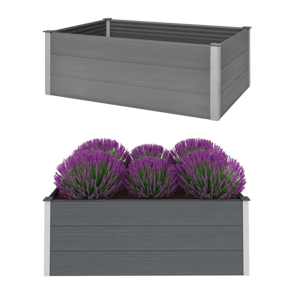 Forhøjet plantekasse 150x100x54 cm grå WPC