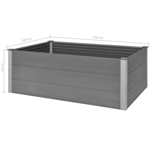 Forhøjet plantekasse 150 x 100 x 54 cm - grå