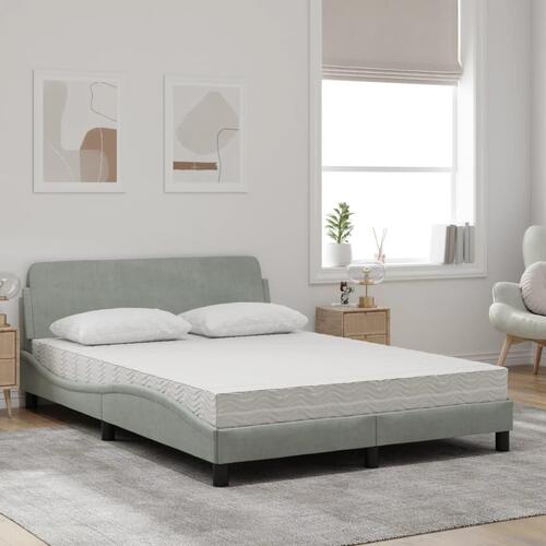Seng med madras 120x200 cm velour lysegrå