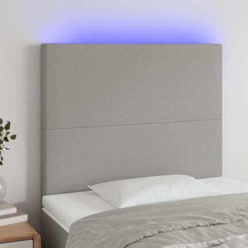 Sengegavl med LED-lys 90 x 5 x 118/128 cm - lysegrå