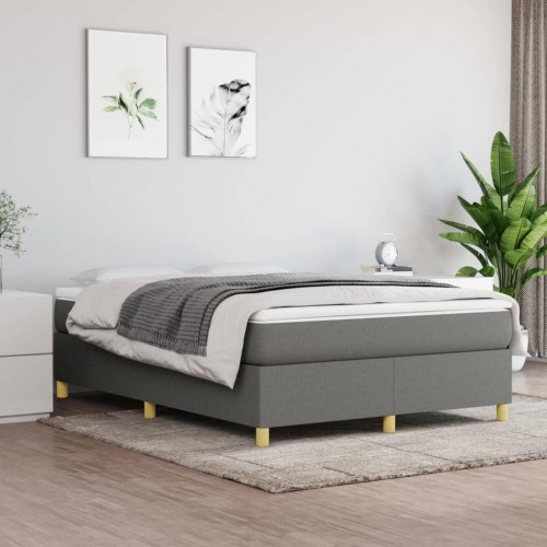 Boxspring sengeramme 140×190 cm - stof, mørkegrå