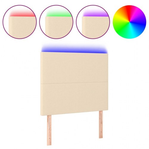 Sengegavl med LED-lys 90 x 5 x 118/128 cm - cremefarvet