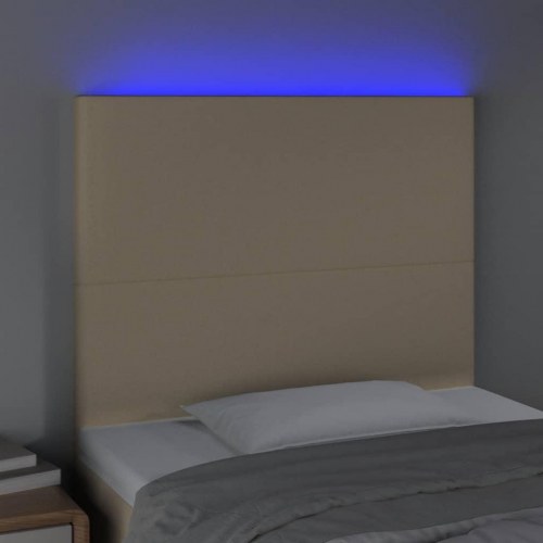 Sengegavl med LED-lys 90 x 5 x 118/128 cm - cremefarvet